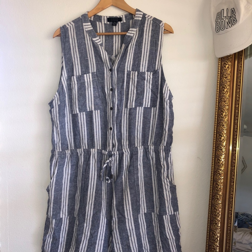 Blue and white romper